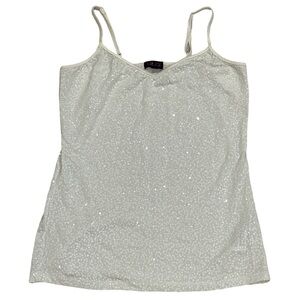 GLO JEANS VINTAGE Y2K women's white sequin tank top, size large.